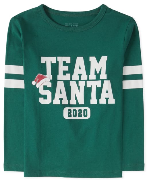 Camiseta unisex de manga larga de Navidad familiar a juego para bebés y niños pequeños ' Team Santa 2020 ' Camiseta gráfica