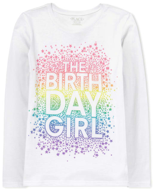 Camiseta de manga larga con estampado de cumpleaños con purpurina ' The Birthday Girl '