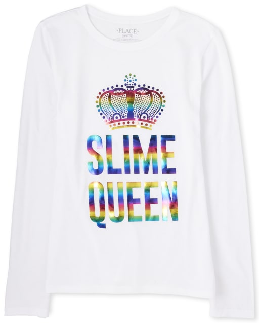 Camiseta con estampado Rainbow Slime Queen de manga larga para niñas