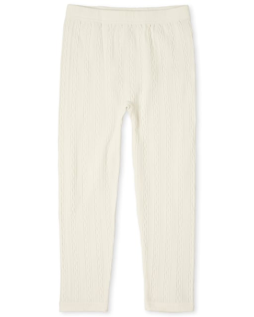 Girls Cable Knit Fleece Lined Leggings