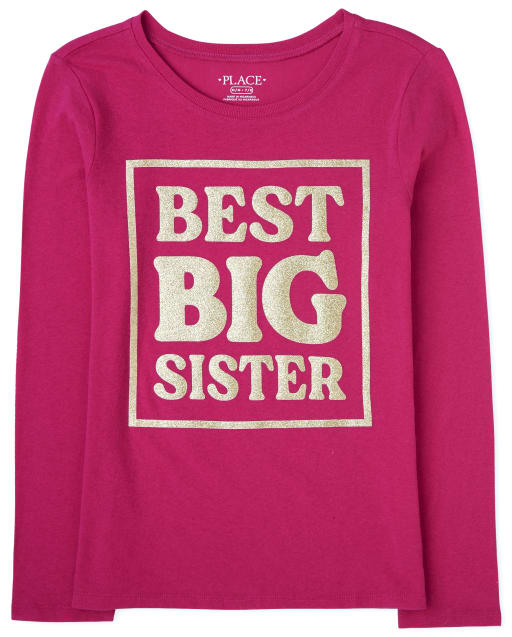 Camiseta estampada ' Best Big Sister ' manga larga para niñas
