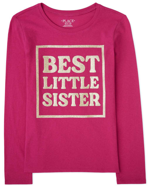 Girls Long Sleeve Best Little Sister Graphic Tee