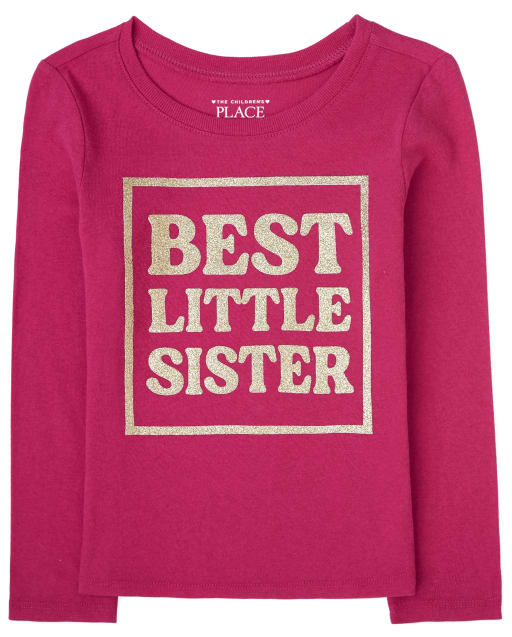 Camiseta con estampado de hermana pequeña para bebés y niñas pequeñas