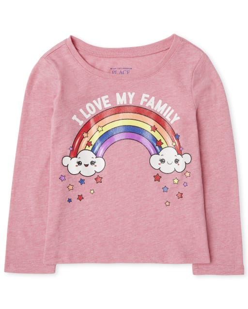 Camiseta de manga larga con estampado ' arcoíris ' I Love My Family ' bebés y niñas pequeñas