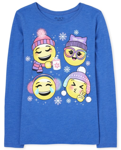 Girls Winter Emojis Graphic Tee