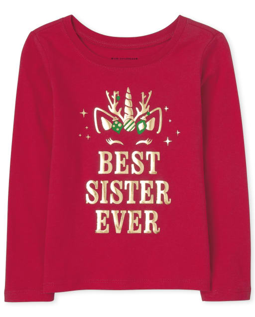 Baby And Toddler Girls Holiday Best Sister Graphic Tee