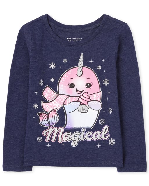 Baby And Toddler Girls Magical Narwhal Graphic Tee
