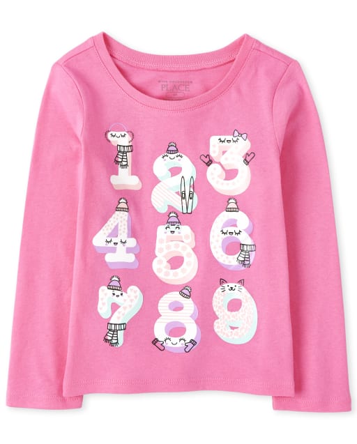 T-shirt graphique avec chiffres pour bébés et petites filles