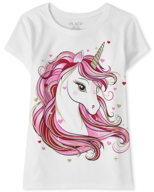 T-shirt graphique licorne pour la Saint-Valentin pour filles
