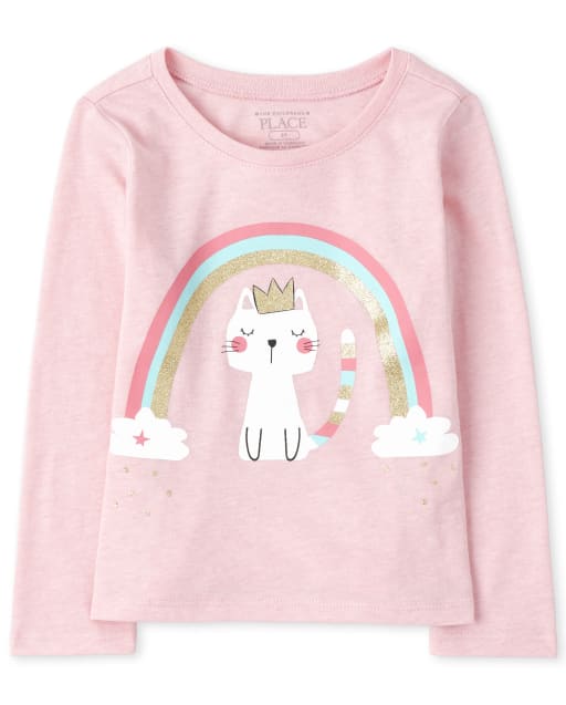 Baby And Toddler Girls Rainbow Cat Graphic Tee