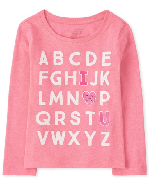 T-shirt graphique alphabet pour bébé et toute-petite fille