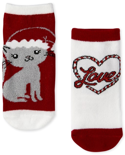 Lot De 3 Paires De Chaussettes Mi Longues De Chat De Noel Pour Toute Petite Fille