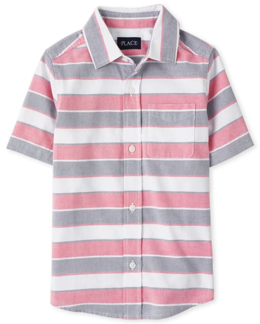 Boys Striped Oxford Button Down Shirt