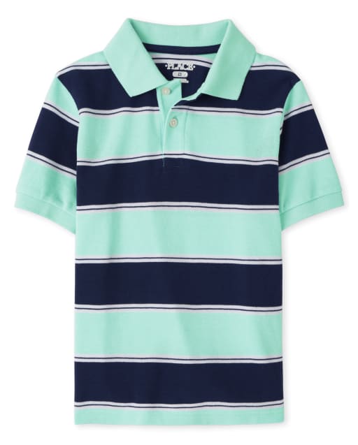 Boys Striped Pique Polo