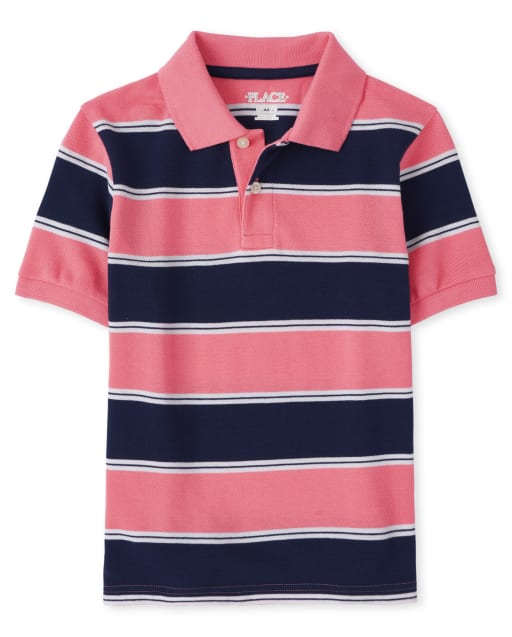 Boys Striped Pique Polo