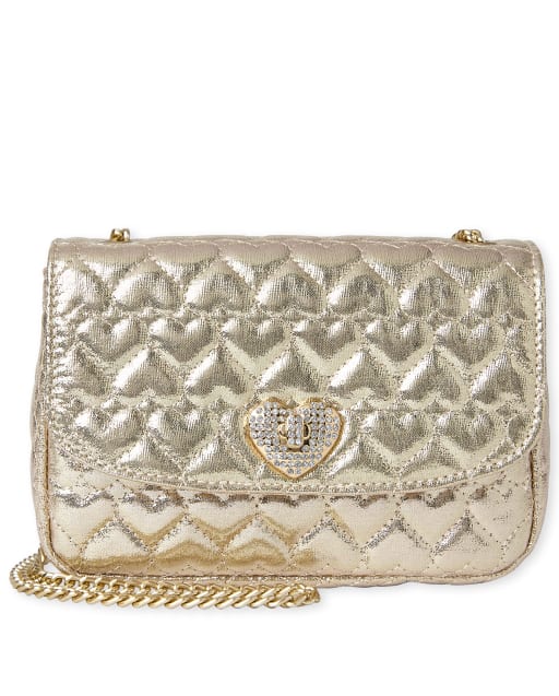 Girls Glitter Heart Quilted Bag