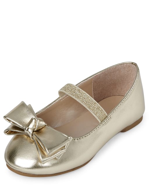 Toddler Girls Metallic Bow Ballet Flats