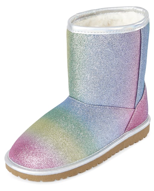 Girls Glitter Rainbow Boots
