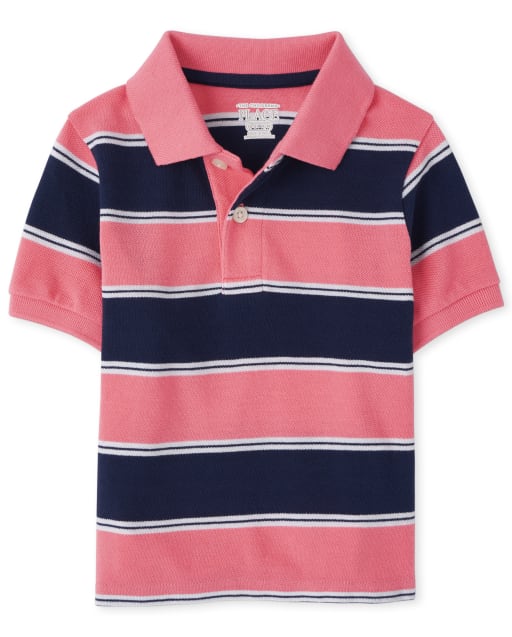 Toddler Boys Striped Pique Polo