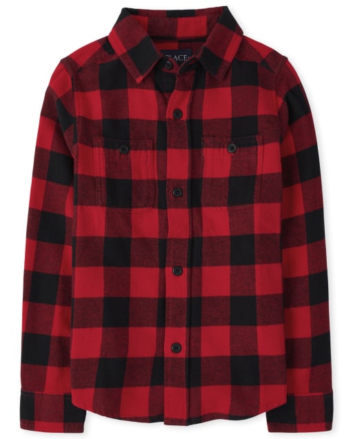 Chemise boutonnée en flanelle à carreaux Buffalo pour garçon