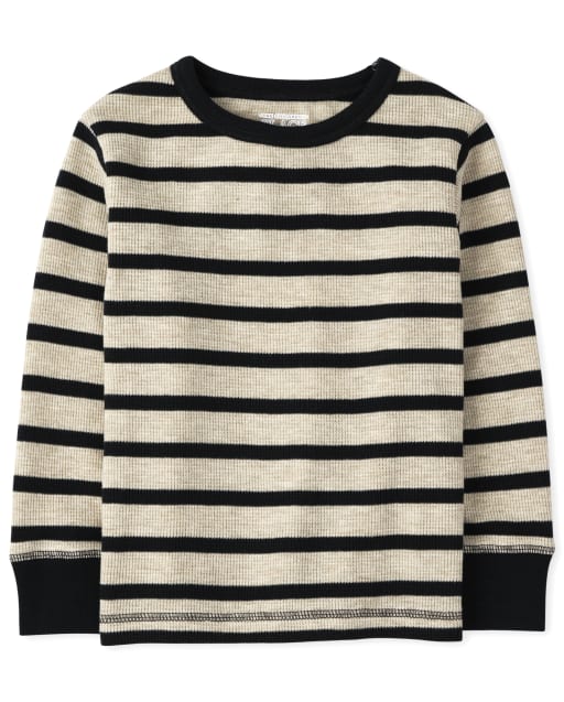 Toddler Boys Striped Thermal Top