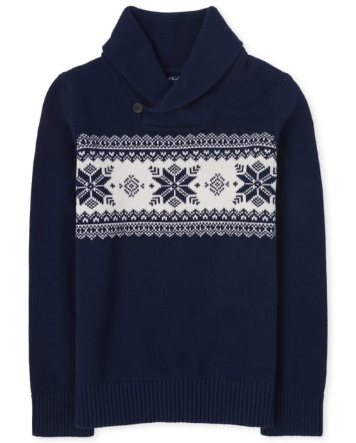 Boys Fairisle Shawl Neck Sweater
