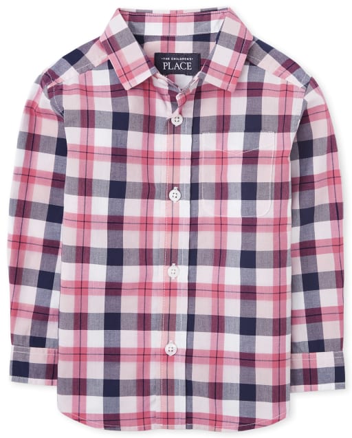 Toddler Boys Plaid Poplin Button Down Shirt