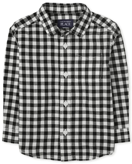 Toddler Boys Gingham Poplin Button Down Shirt