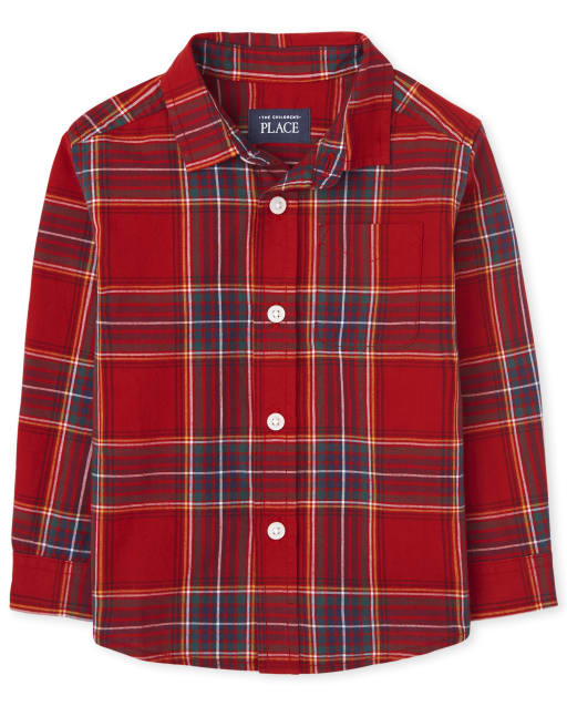 Toddler Boys Matching Family Plaid Poplin Button Down Shirt