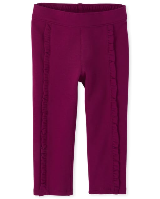 Baby And Toddler Girls Ruffle Ponte Knit Pull On Jeggings