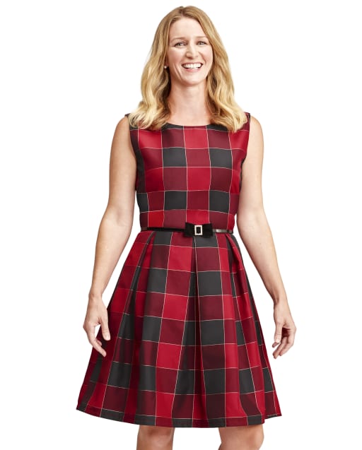 Womens Mommy And Me Buffalo Plaid Matching Fit And Flare Dress