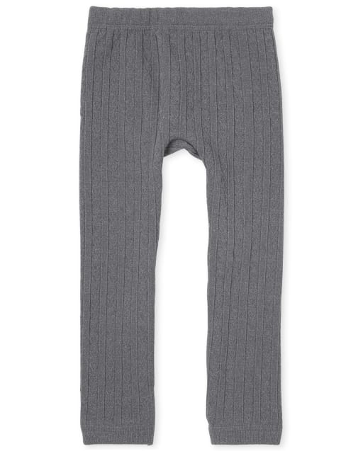 Leggings con forro polar de punto trenzado para niñas pequeñas