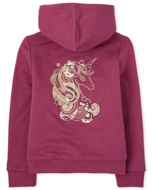 Sweat à capuche zippé en polaire Sherpa orné pour fille
