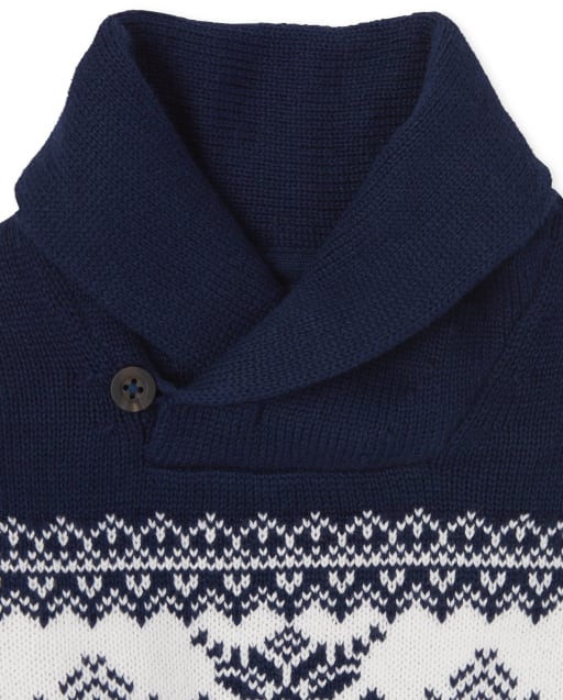 The Childrens Place Boys Fairisle Shawl Neck Sweater