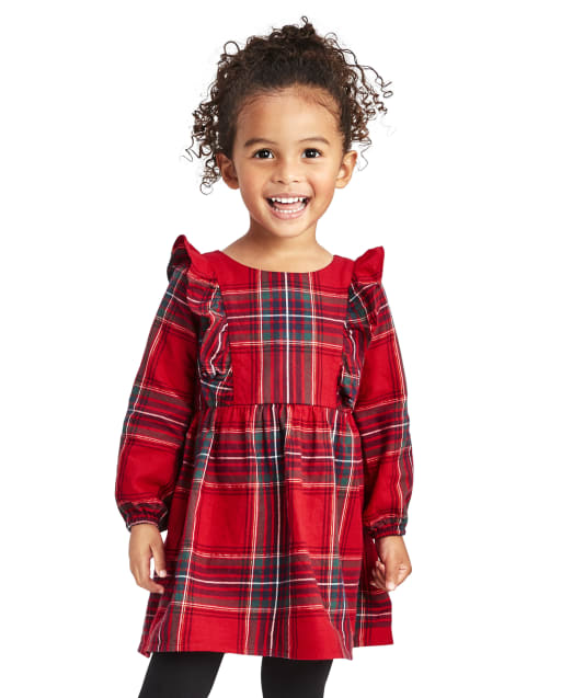 Baby And Toddler Girls Matching Family Plaid Peasant Dress