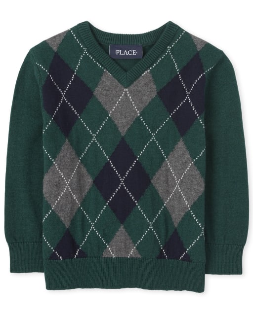 Toddler Boys Argyle V Neck Sweater