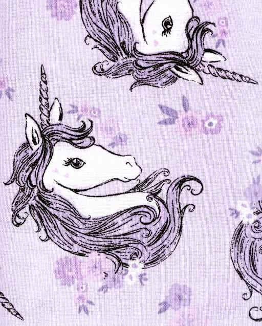 Pyjama En Coton Ajuste A Manches Longues Licorne Pour Fille