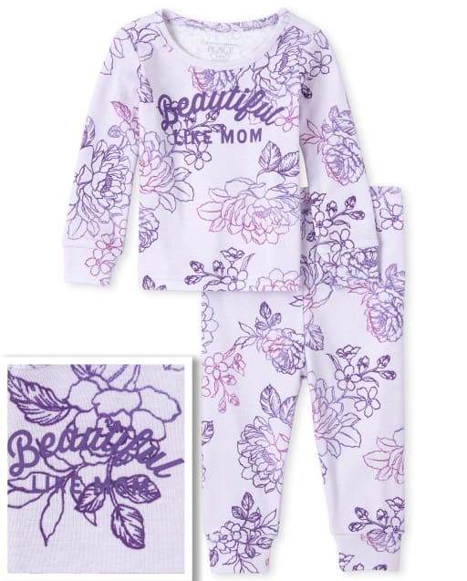 Hermosos pijamas de algodón ajustados a juego para bebés y niñas pequeñas, mamá y yo