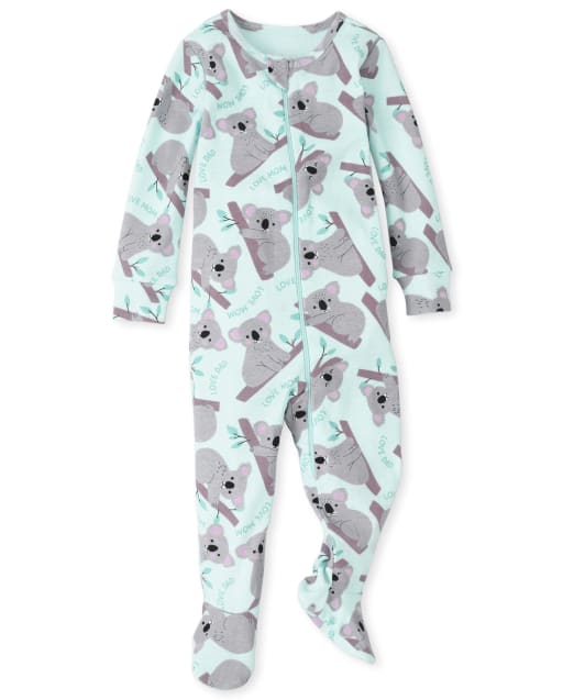 Pijama de una pieza de algodón con ajuste ceñido Koala para bebés y niñas pequeñas