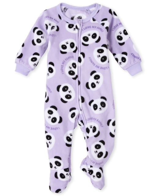 Pijama de una pieza de forro polar Panda para bebés y niñas pequeñas