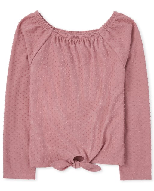 Girls Square Neck Tie Front Top