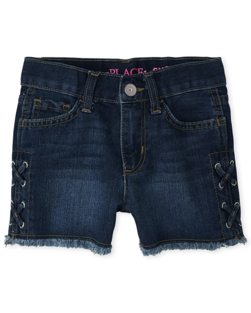 Shorts cortos de mezclilla con cordones para niñas