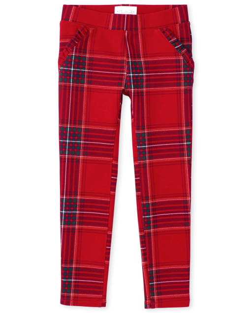 Girls Tartan Ponte Knit Pull On Jeggings
