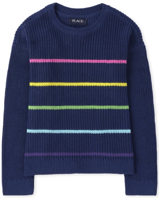 Pulls à rayures arc-en-ciel Fille