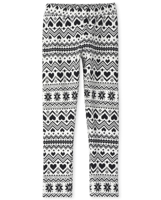 Girls Print Fleece Lined Cozy Leggings