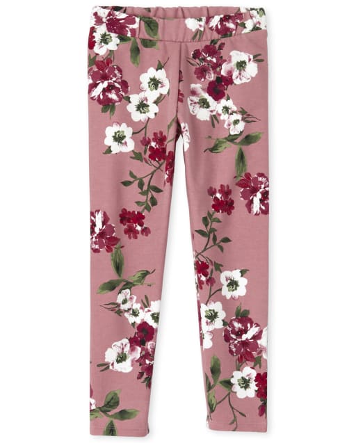 Girls Print Fleece Lined Cozy Leggings