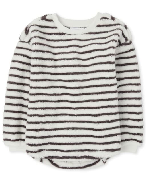 Girls Striped Sherpa Sweatshirt