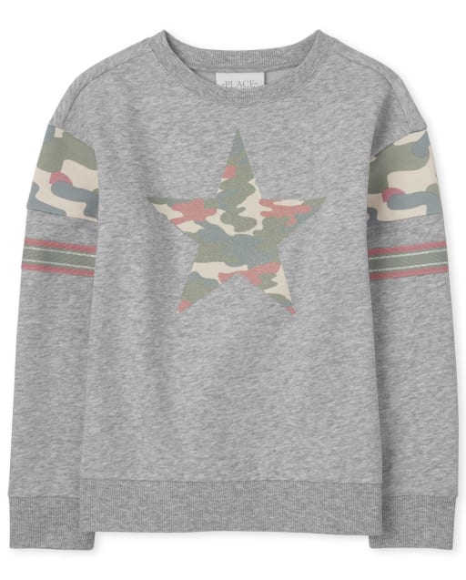 Girls Active Camo Star French Terry Legging Top