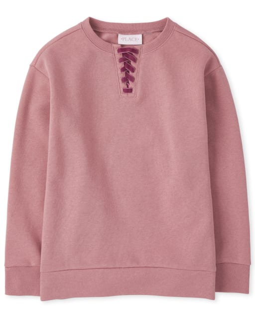 Girls Active Lace Up French Terry Sweatshirt
