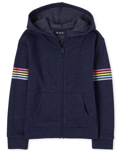 Sweat à capuche zippé French Terry pour fille